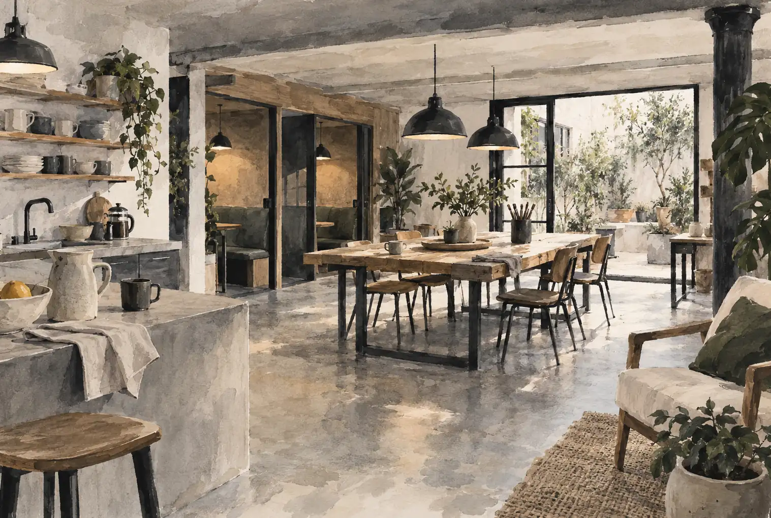 Illustration of workspace businesses and their working space