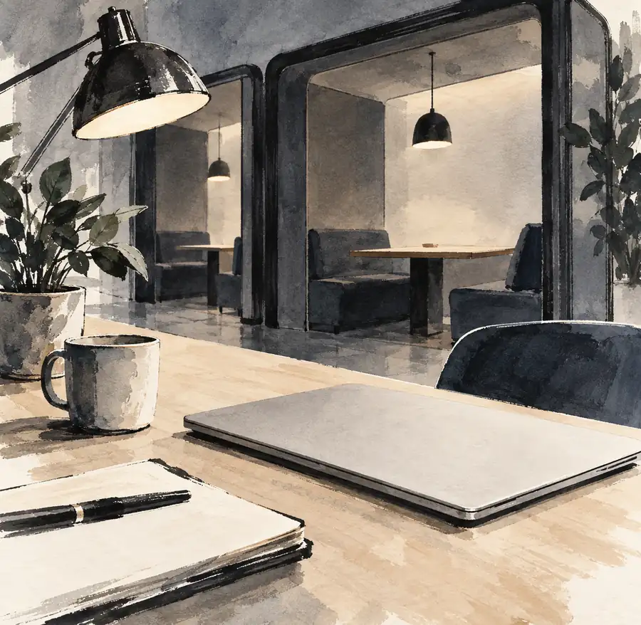 Illustration of workspace businesses equipment and workspace